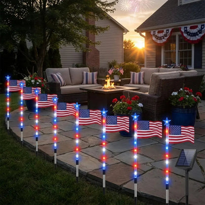 Solar American Flag LED Stake Lights